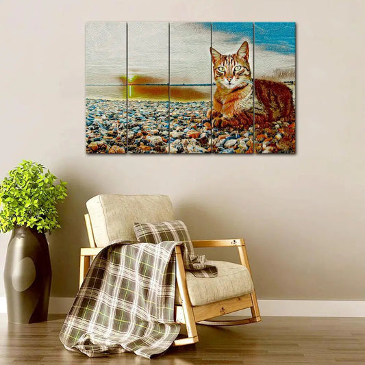 Tabby Cat Canvas Wall Painting