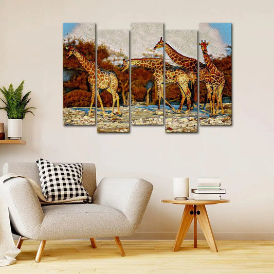 African Giraffe  Group Canvas Wall Painting