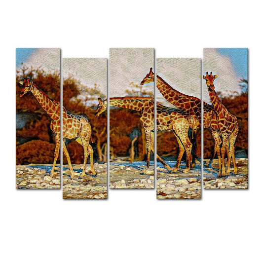 African Giraffe  Group Canvas Wall Painting