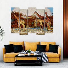 African Giraffe  Group Canvas Wall Painting