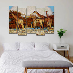 African Giraffe  Group Canvas Wall Painting