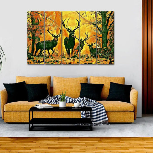 Forest Elk Canvas Wall Painting