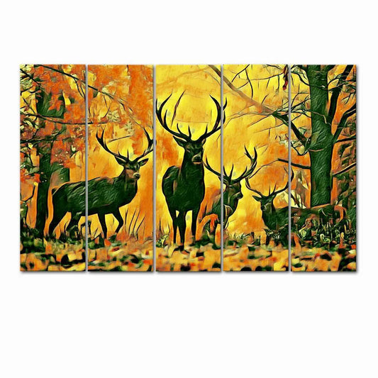 Forest Elk Canvas Wall Painting