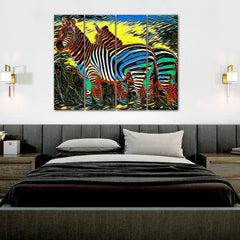 Zebra Golden Blue Canvas Wall painting