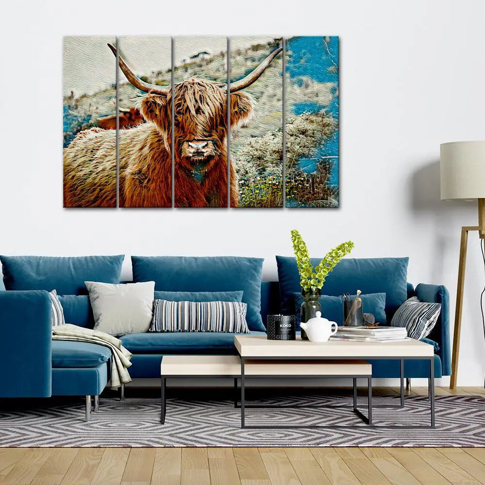 Abstract Hairy Bull Canvas Wall Painting