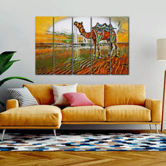 Desert Painting with Camel Canvas Wall Painting