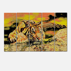 Tiger Sitting on the Grass Canvas Wall Painting