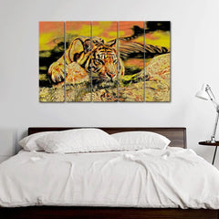 Tiger Sitting on the Grass Canvas Wall Painting