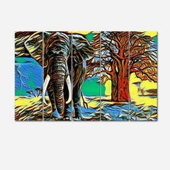 Abstract Colorful Elephant Canvas Wall Painting