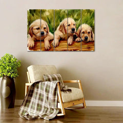 Three Labrador Retriever Puppy Sitting Canvas Wall Painting