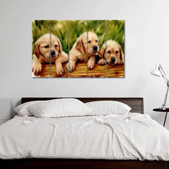 Three Labrador Retriever Puppy Sitting Canvas Wall Painting