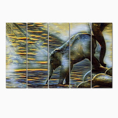 Baby Elephant drinking water Canvas Wall Painting