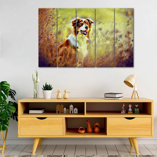 Brittany Spaniel Dog Canvas Wall Painting 5 Panels