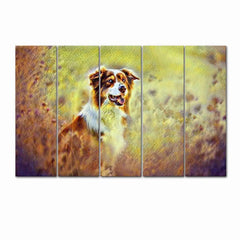 Brittany Spaniel Dog Canvas Wall Painting 5 Panels