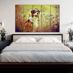 Brittany Spaniel Dog Canvas Wall Painting 5 Panels