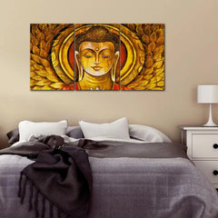 Golden Lord Buddha 3 Pieces Canvas Printed Painting