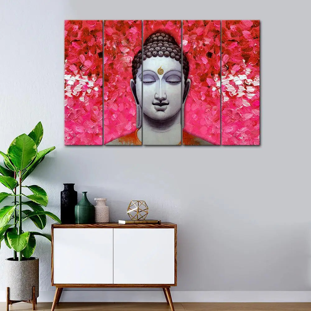 Colorful Buddha in Pastel Colors Wood Stretched Wall Painting