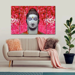 Colorful Buddha in Pastel Colors Wood Stretched Wall Painting