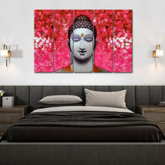 Colorful Buddha in Pastel Colors Wood Stretched Wall Painting