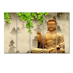 Meditating Buddha Wood Stretched Canvas Wall Painting