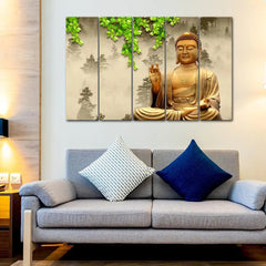 Meditating Buddha Wood Stretched Canvas Wall Painting