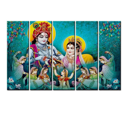 Lord Radha Krishna Beautiful 5 Pieces Canvas Print Wall Painting