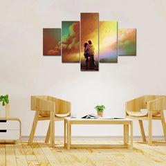 Romantic Couple Painting Wooden Framed 5 Pieces Canvas Wall Painting