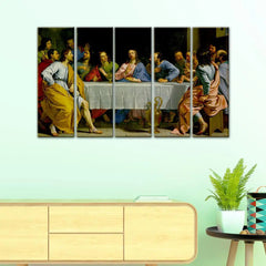 Last Supper  Wall Painting Wooden Framed 5 Pieces Canvas Painting