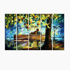 Love Couple in Garden 5 Pieces Canvas Print Wall Painting