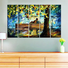 Love Couple in Garden 5 Pieces Canvas Print Wall Painting