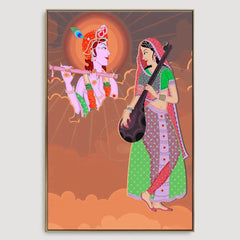 Madhubani style Radha Krishna Wall Painting