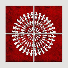 Warli Folk Art Painting Wall Hanging, Set of 4 Pieces