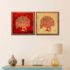 Beautiful Tree Warli Wall Paintings & Wall Hanging With 2 Panels Set