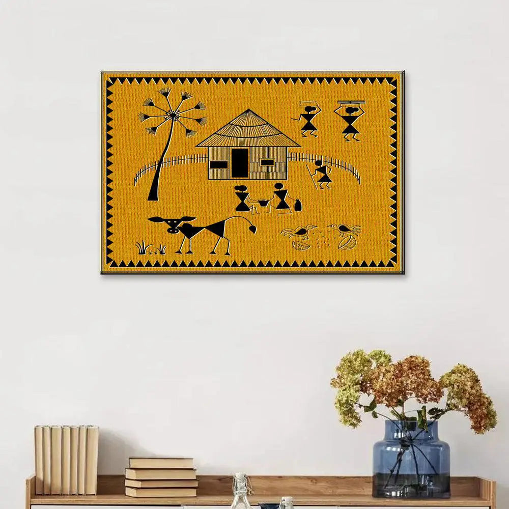 Beautiful Designs of Warli Village Painting Wall Hanging 61 x 41cm