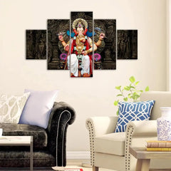 Lord Ganesha Canvas Wall Paintings 5 Piece Panel Wall Art