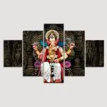 Lord Ganesha Canvas Wall Paintings 5 Piece Panel Wall Art