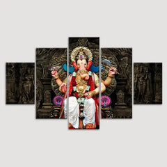 Lord Ganesha Canvas Wall Paintings 5 Piece Panel Wall Art