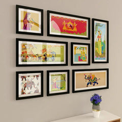 Madhubani Art Collage Picture Wall Frame Set of 8