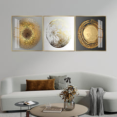 Premium Gold Abstract Painting Set | Textured Circle Art (Honeycomb, Splatter, Swirl)