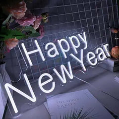 Happy New Year Neon Sign New Years Eve Party LED Lights Letter Neon Signs for Wall Decor