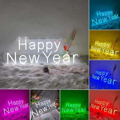 Happy New Year Neon Sign New Years Eve Party LED Lights Letter Neon Signs for Wall Decor