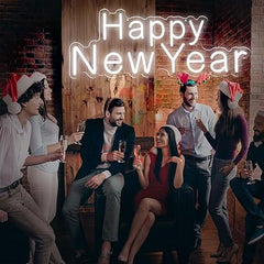 Happy New Year Neon Sign New Years Eve Party LED Lights Letter Neon Signs for Wall Decor
