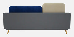 3 Seater Blue & Beige Colour Block Sofa | Two-Tone 3 Seater Velvet Sofa