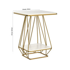 Modern Square Shaped Creative Artistic Golden Metal Finish with White Marble