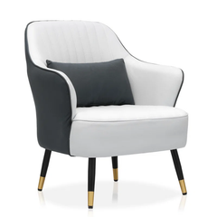 Grey White Havya Faux Leather Arm Chair