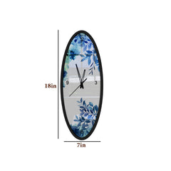 Blue Floral Dreams Wooden Oval Wall Clock