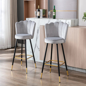 Grey Color Flower Counter Stool