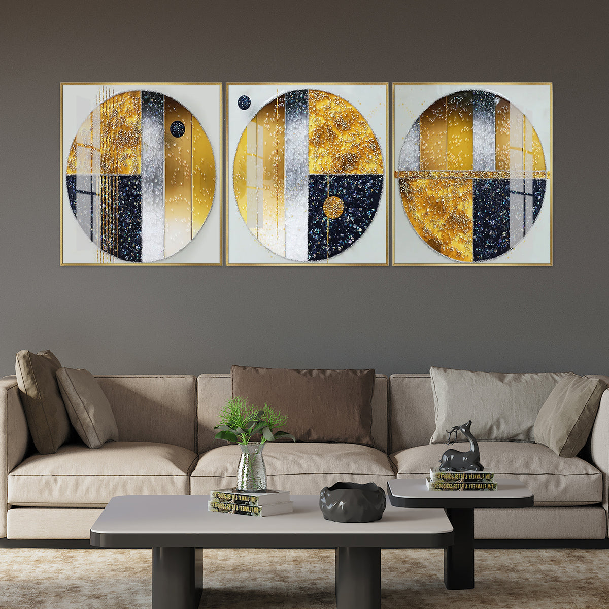 Premium Modern Abstract Painting Set |  Geometric Design (Set of 3)