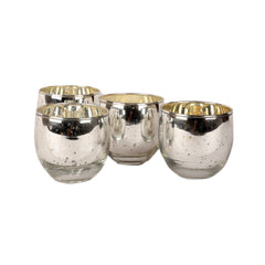 Big Silver Glass Votive Set of 4