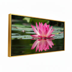 Premium Pink Lotus Flower Wall Art | Serene Water Reflection Canvas Print for Home Decor